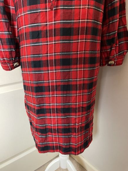 Next Size 10 Check Plaid Shift Dress Red Tartan Smock Festive Xmas Party Black - Picture 8 of 12